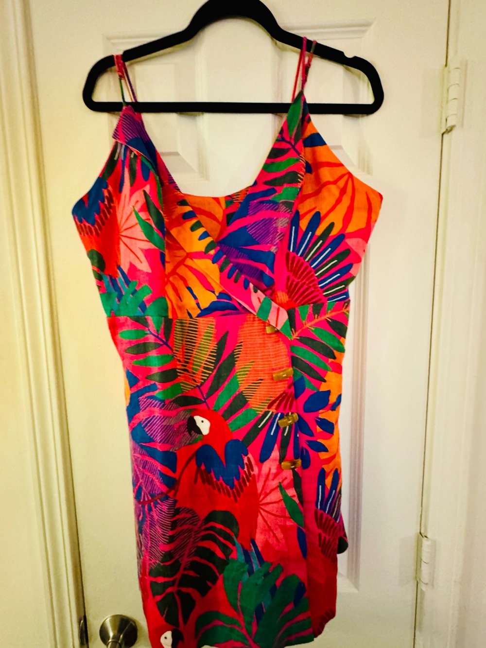 FARM Rio Bright Pink, Orange, Green and Blue Printed Label Dress